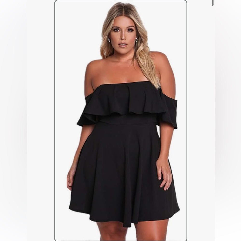 Rosianna XL Off-The-Shoulder Black Mini Dress